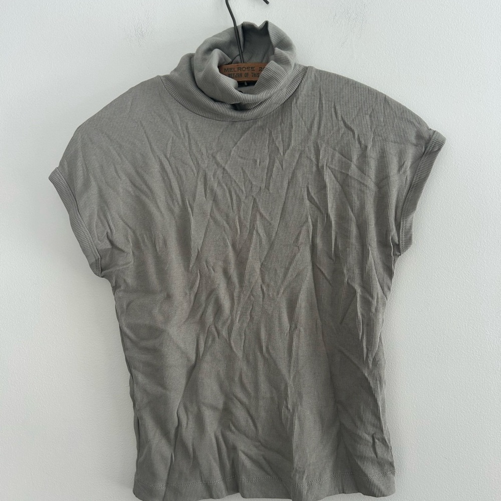Zara large Grey Sleeveless Turtleneck tank Top